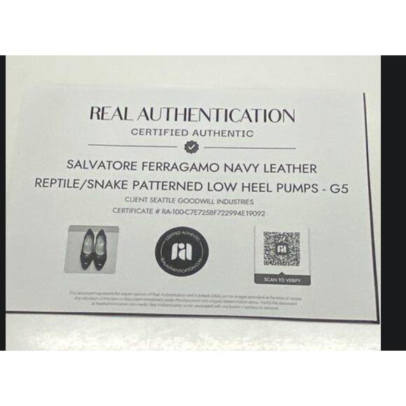 Authenticated Ferragamo Navy Reptile Leather Pumps - Picture 10 of 10